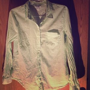Green stripped button down top Old Navy
